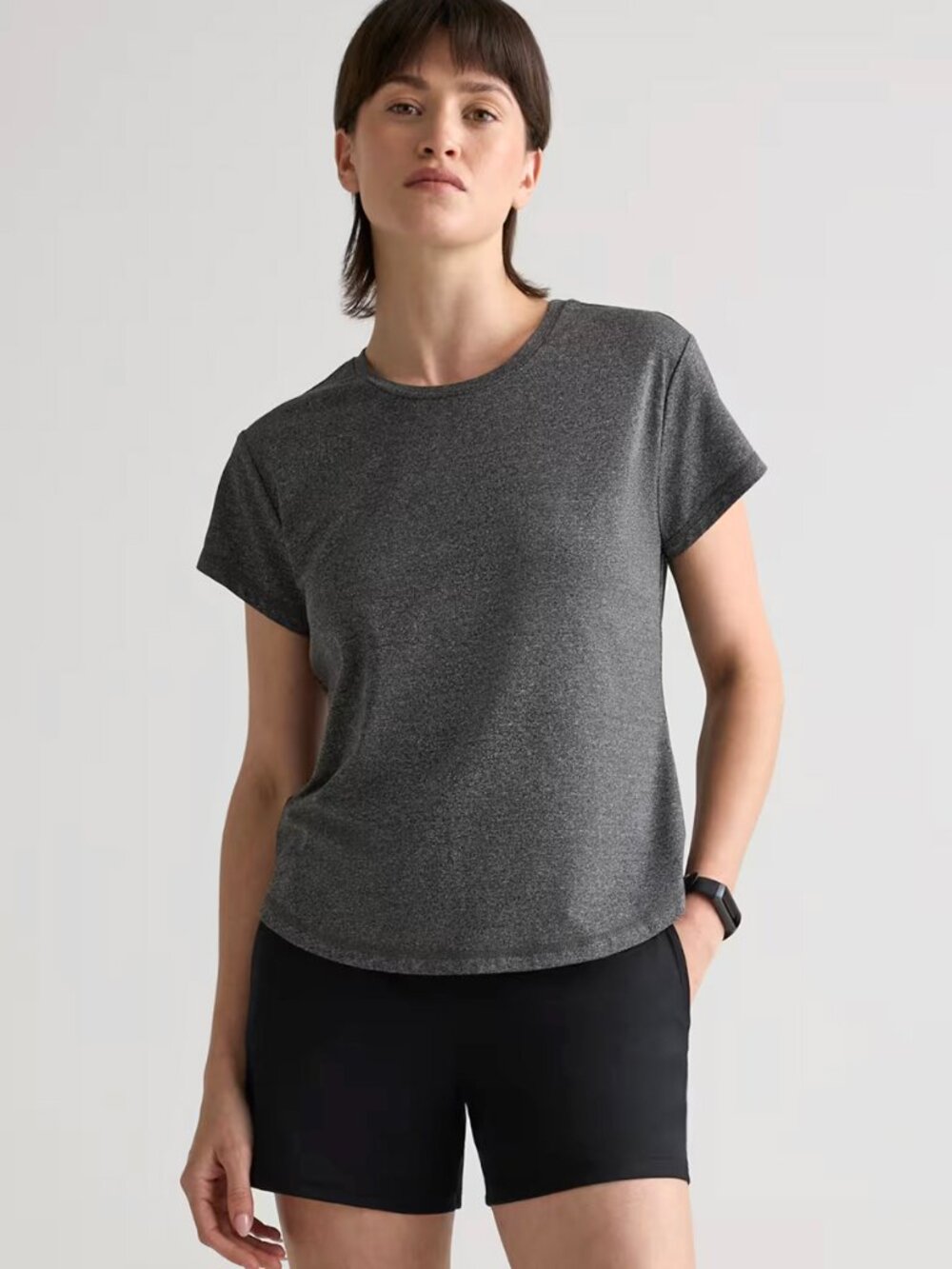 Quince Charcoal Flowknit Breeze T-Shirt Size XS NWT